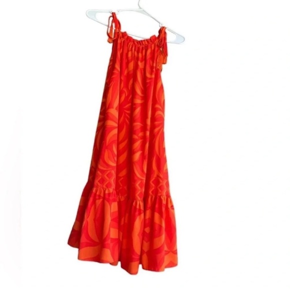 TAYLOR Printed Shift Tassel Halter Dress Orange Size 4 - Picture 7 of 15